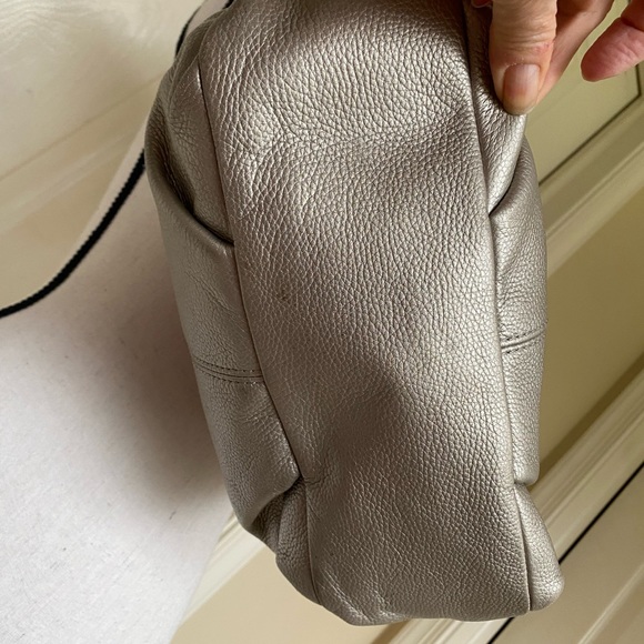 Coach metallic in soft neutral hobo bag. Zip top and side. Adjustable strap. - Picture 8 of 12